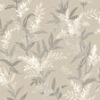 Olivia Beige Floral Wallpaper by Belgravia Decor shown in room and pattern close-up