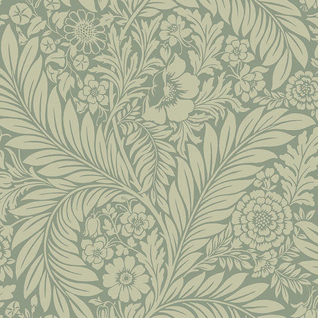 Florence Green Leaf Botanical Wallpaper by Belgravia Decor – Brewster Home Fashions BG720