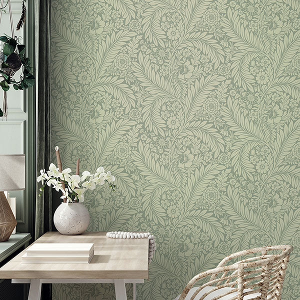 Florence Green by Belgravia Decor Leaf Botanical Wallpaper – Brewster Home Fashions BG720