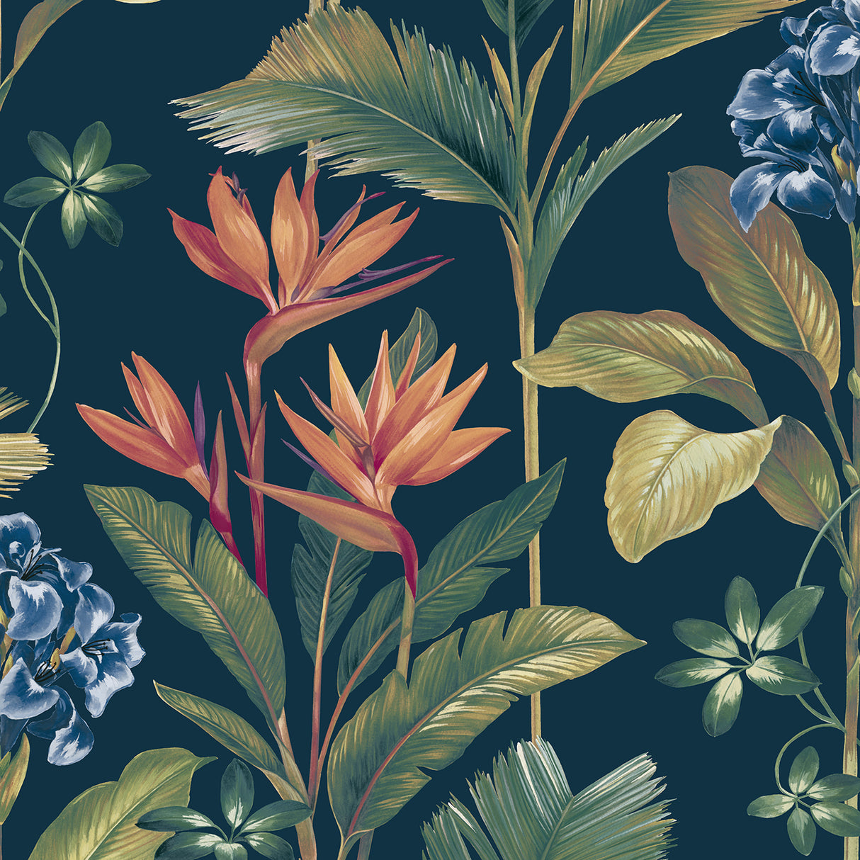 Oliana Navy Floral Wallpaper by Belgravia Decor