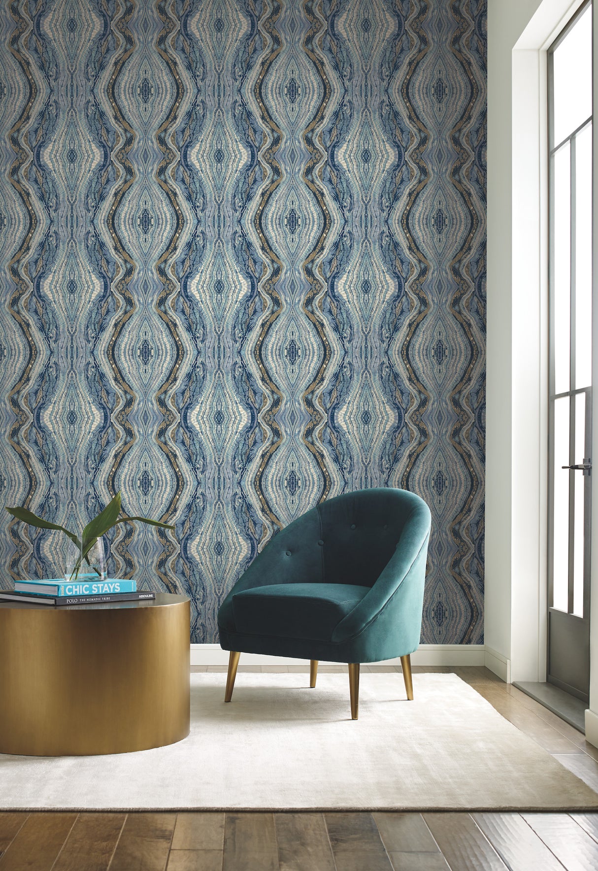 Kaleidoscope Blue by York Wallcoverings Abstract Wallpaper – York Wallcoverings BH8398