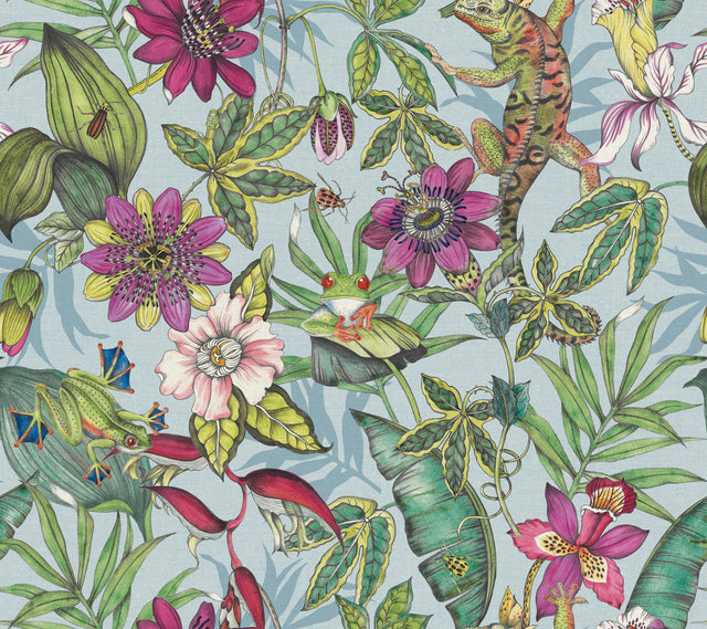 Rainforest Multicolor Wallpaper with Tropical Animals and Florals - York BL1701