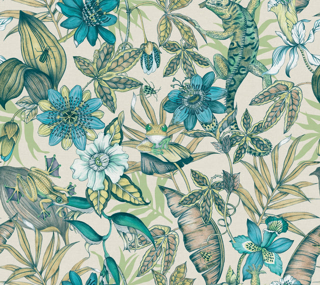 Rainforest Multicolor Wallpaper with Tropical Animals and Florals - York BL1705