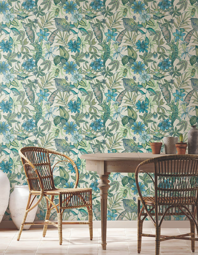 Rainforest Multicolor Wallpaper with Tropical Animals and Florals - York BL1705