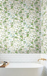 Moon Flower White Wallpaper with Botanical Vine Floral - York BL1711