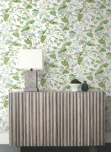 Moon Flower White Wallpaper with Botanical Vine Floral - York BL1711