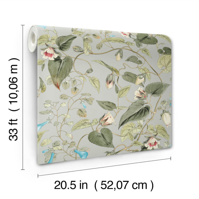 Moon Flower Dove Floral Non Woven Unpasted Wallpaper - York BL1712