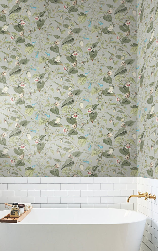 Moon Flower Dove Floral Non Woven Unpasted Wallpaper - York BL1712