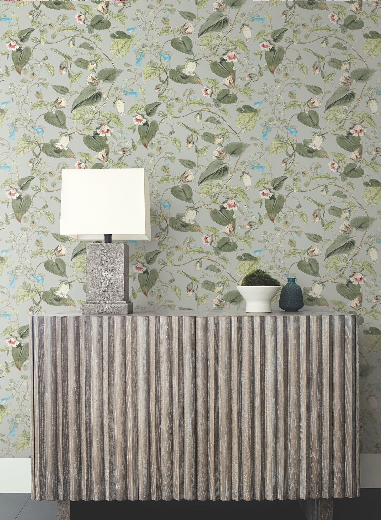Moon Flower Dove Floral Non Woven Unpasted Wallpaper - York BL1712