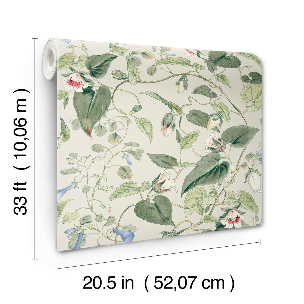 Moon Flower Light Taupe Wallpaper with Floral Vine Pattern - York BL1713