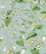 Moon Flower Sky Blue Wallpaper with Floral Vine Pattern, Non Woven Paste-the-Wall - York BL1714