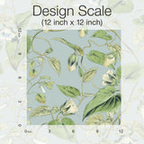 Moon Flower Sky Blue Wallpaper with Floral Vine Pattern, Non Woven Paste-the-Wall - York BL1714
