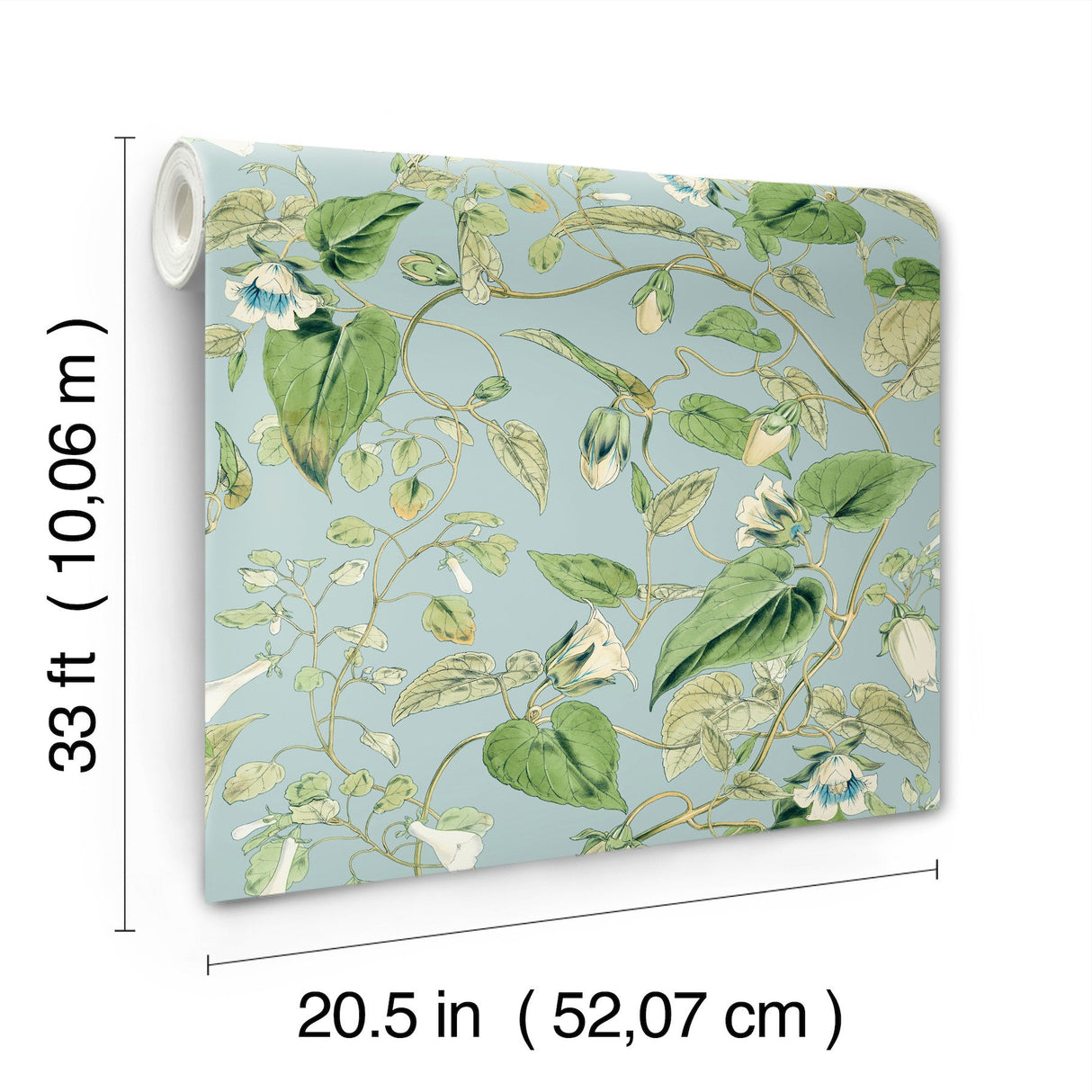 Moon Flower Sky Blue Wallpaper with Floral Vine Pattern, Non Woven Paste-the-Wall - York BL1714