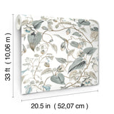 Moon Flower White & Blue Wallpaper with Floral Vine Pattern - York BL1715