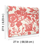 Brushstroke Floral Coral Non Woven Wallpaper with Bohemian Painterly Floral - York BL1731