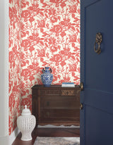 Brushstroke Floral Coral Non Woven Wallpaper with Bohemian Painterly Floral - York BL1731