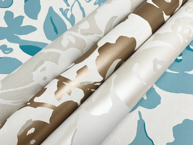 Brushstroke Floral Gold Wallpaper