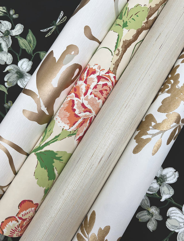 Brushstroke Floral Gold Wallpaper