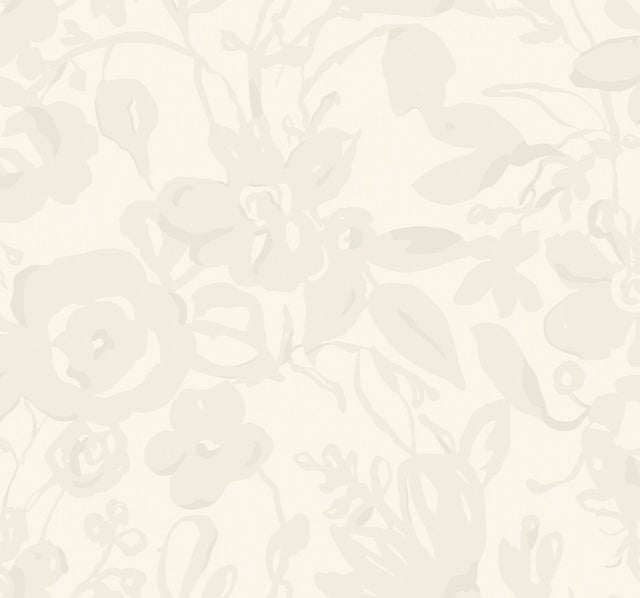 Brushstroke Floral Pearl Wallpaper with Painterly Bohemian Floral Motif - York BL1734