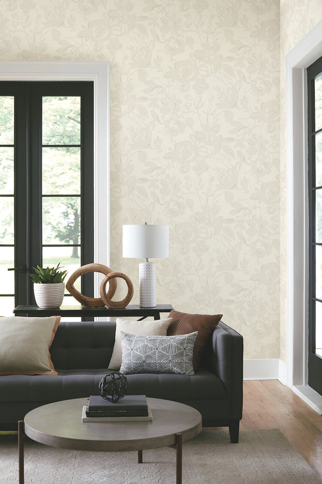 Brushstroke Floral Pearl Wallpaper with Painterly Bohemian Floral Motif - York BL1734