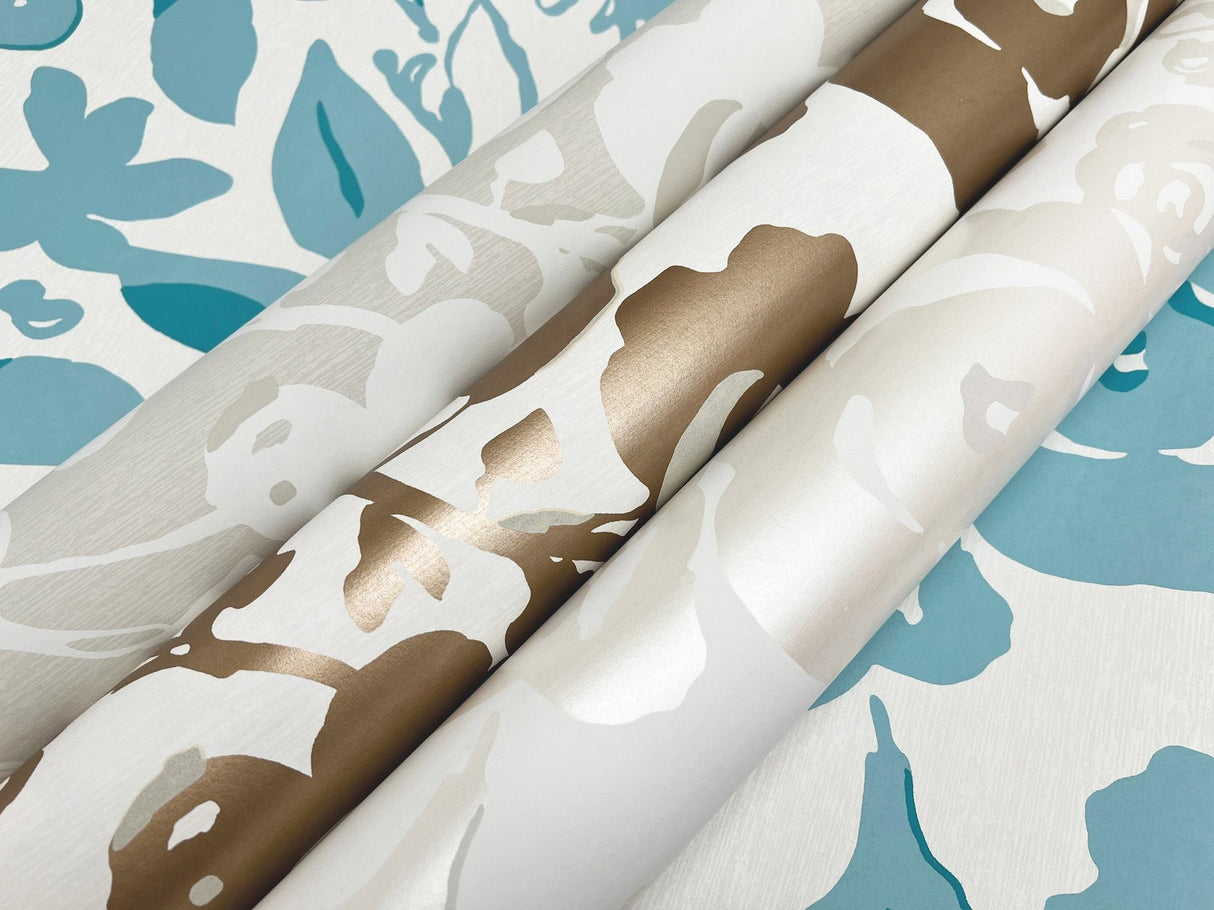 Brushstroke Floral Taupe Wallpaper with Bohemian Matte Abstract Floral Pattern - York BL1735