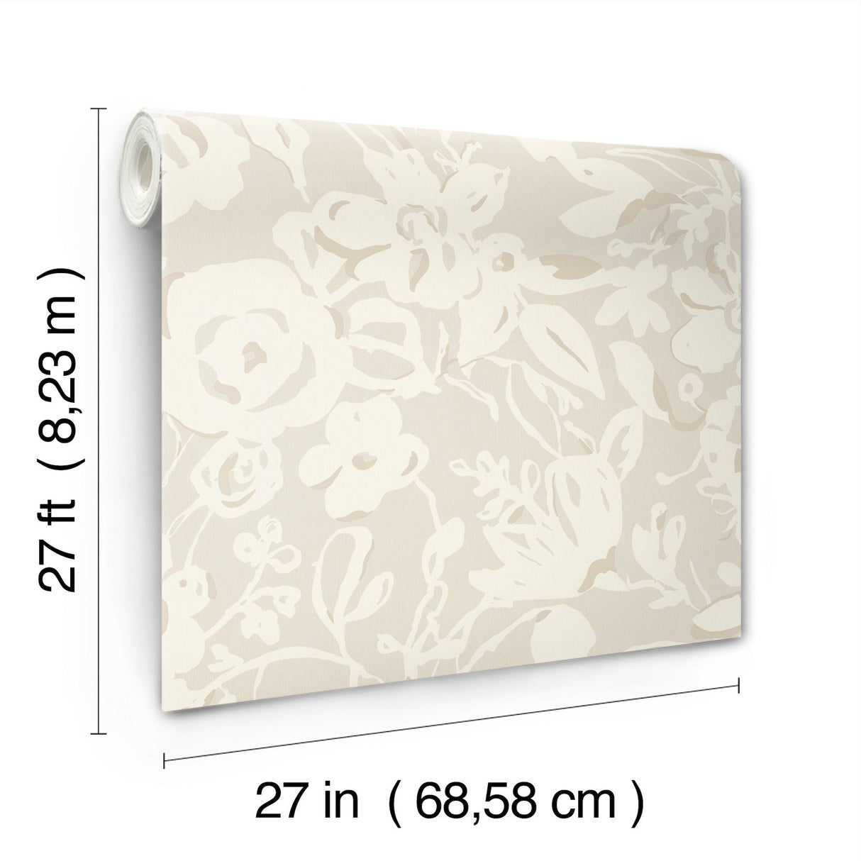Brushstroke Floral Taupe Wallpaper with Bohemian Matte Abstract Floral Pattern - York BL1735