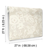 Brushstroke Floral Taupe Wallpaper with Bohemian Matte Abstract Floral Pattern - York BL1735