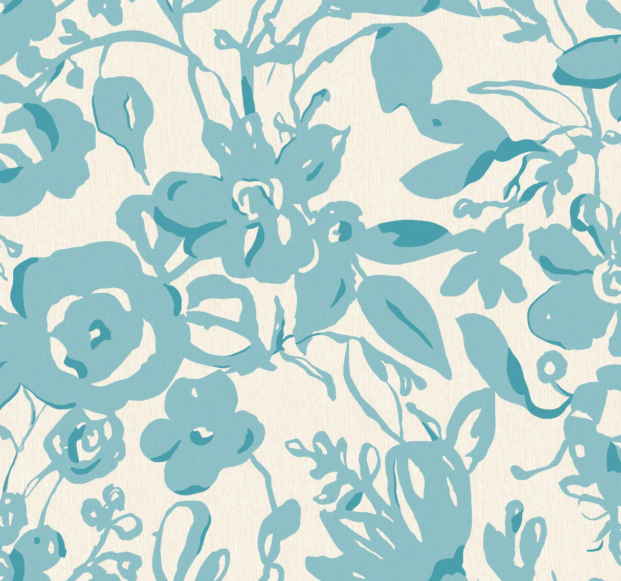 Brushstroke Floral Aqua Wallpaper with Bohemian Abstract Floral Pattern - York BL1736