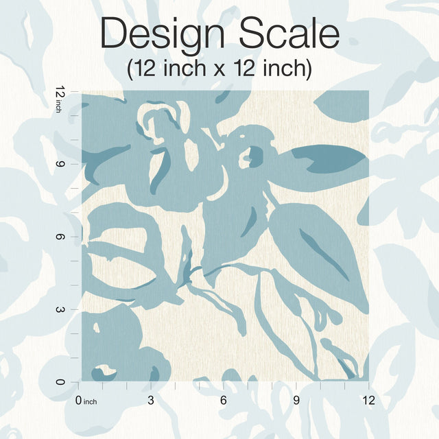 Brushstroke Floral Aqua Wallpaper with Bohemian Abstract Floral Pattern - York BL1736