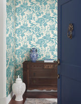 Brushstroke Floral Aqua Wallpaper with Bohemian Abstract Floral Pattern - York BL1736