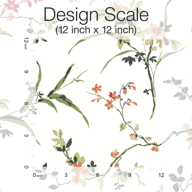 Blossom Branches White & Red Wallpaper with Floral Branch Pattern, Paste-the-Wall Non Woven - York BL1741