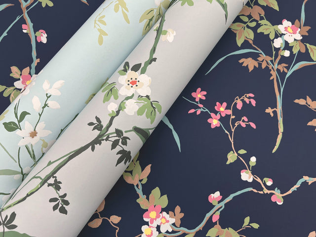 Blossom Branches Spa Blue Wallpaper with Floral Branch Pattern - York BL1742