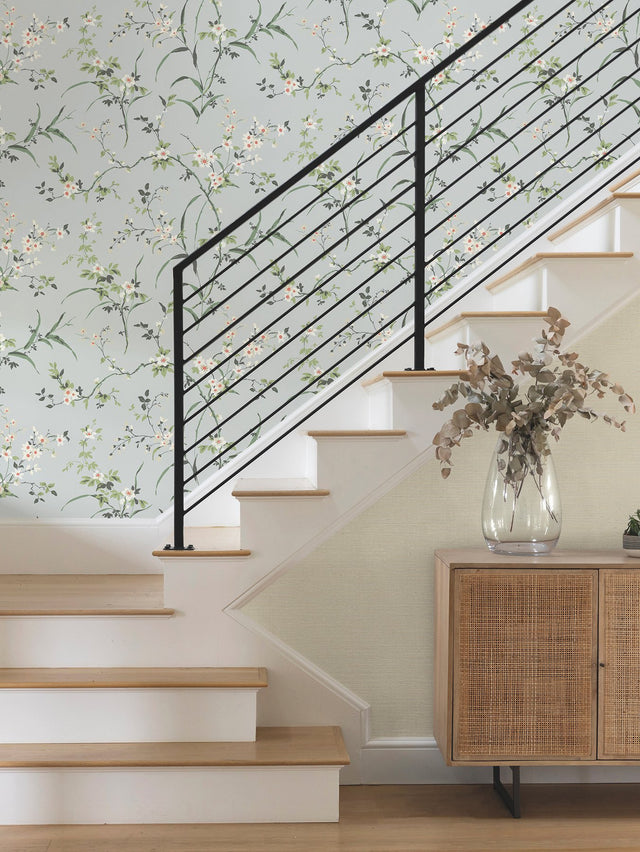 Blossom Branches Spa Blue Wallpaper with Floral Branch Pattern - York BL1742