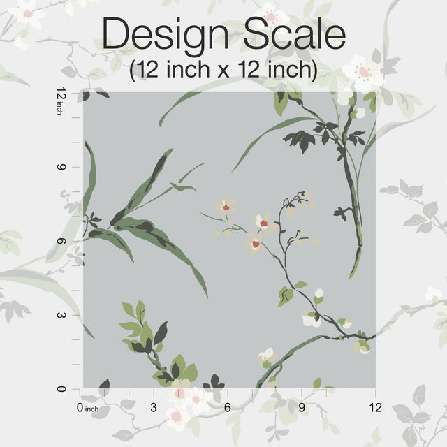 Blossom Branches Light Grey Wallpaper with Floral Branch Pattern - York BL1743