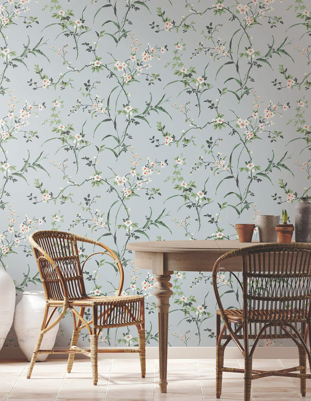 Blossom Branches Light Grey Wallpaper with Floral Branch Pattern - York BL1743