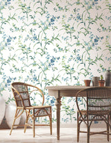 Blossom Branches White & Blue Wallpaper with Floral Branch Pattern, Non Woven Paste-the-Wall - York BL1744