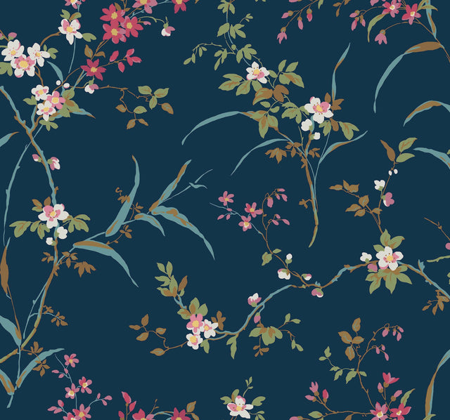 Blossom Branches Navy Wallpaper with Floral Branch Pattern - York BL1745