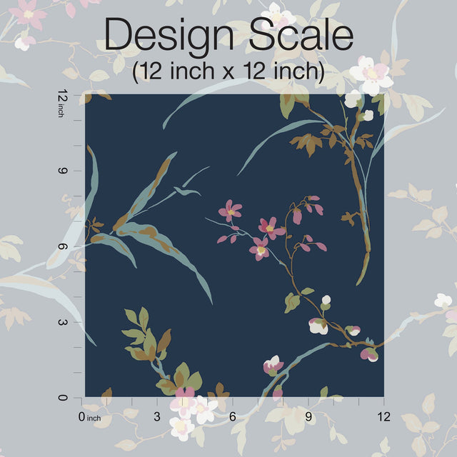 Blossom Branches Navy Wallpaper with Floral Branch Pattern - York BL1745