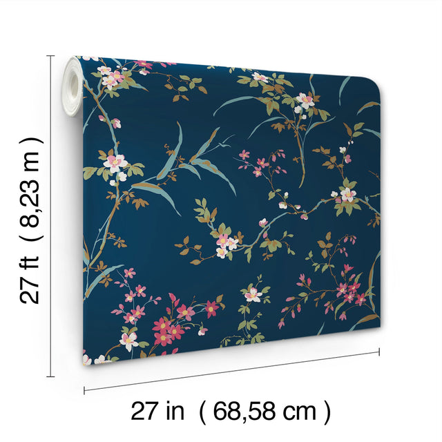 Blossom Branches Navy Wallpaper with Floral Branch Pattern - York BL1745