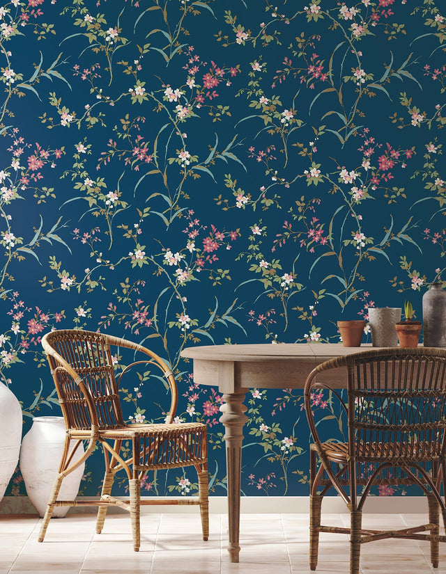Blossom Branches Navy Wallpaper with Floral Branch Pattern - York BL1745