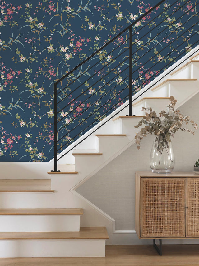 Blossom Branches Navy Wallpaper with Floral Branch Pattern - York BL1745