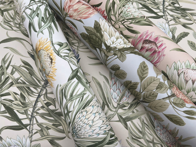 Protea Blush Floral Non Woven Wallpaper  Paste the Wall, Straight Match, 24-in Repeat - York BL1751