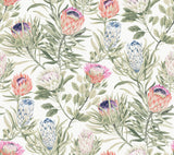 Protea White & Fuchsia Floral Non Woven Wallpaper with 24-in Repeat, Straight Match - York BL1752