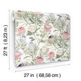 Protea White & Fuchsia Floral Non Woven Wallpaper with 24-in Repeat, Straight Match - York BL1752
