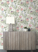 Protea White & Fuchsia Floral Non Woven Wallpaper with 24-in Repeat, Straight Match - York BL1752