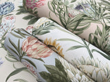 Protea Dusty Blue & Coral Floral Non Woven Wallpaper - York BL1755