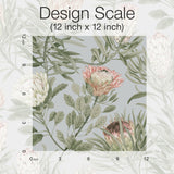 Protea Dusty Blue & Coral Floral Non Woven Wallpaper - York BL1755