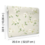 Dogwood Light Grey Wallpaper with Floral Vine Motif - York BL1762