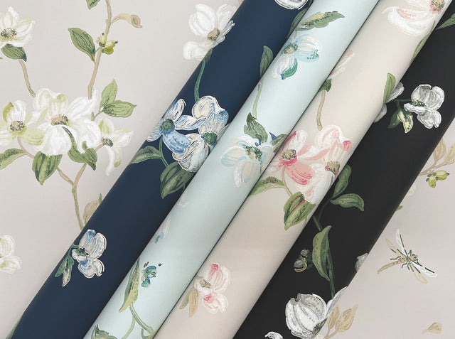 Dogwood Taupe Wallpaper with Floral Vine Motif - York BL1763