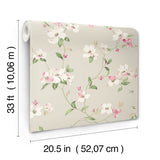 Dogwood Taupe Wallpaper with Floral Vine Motif - York BL1763